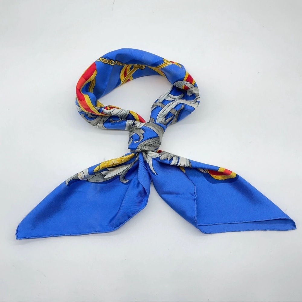 HERMES Vintage Rare Collectible Carre 90 Equestrian 100% Silk Scarf Blue - Picture 4 of 12